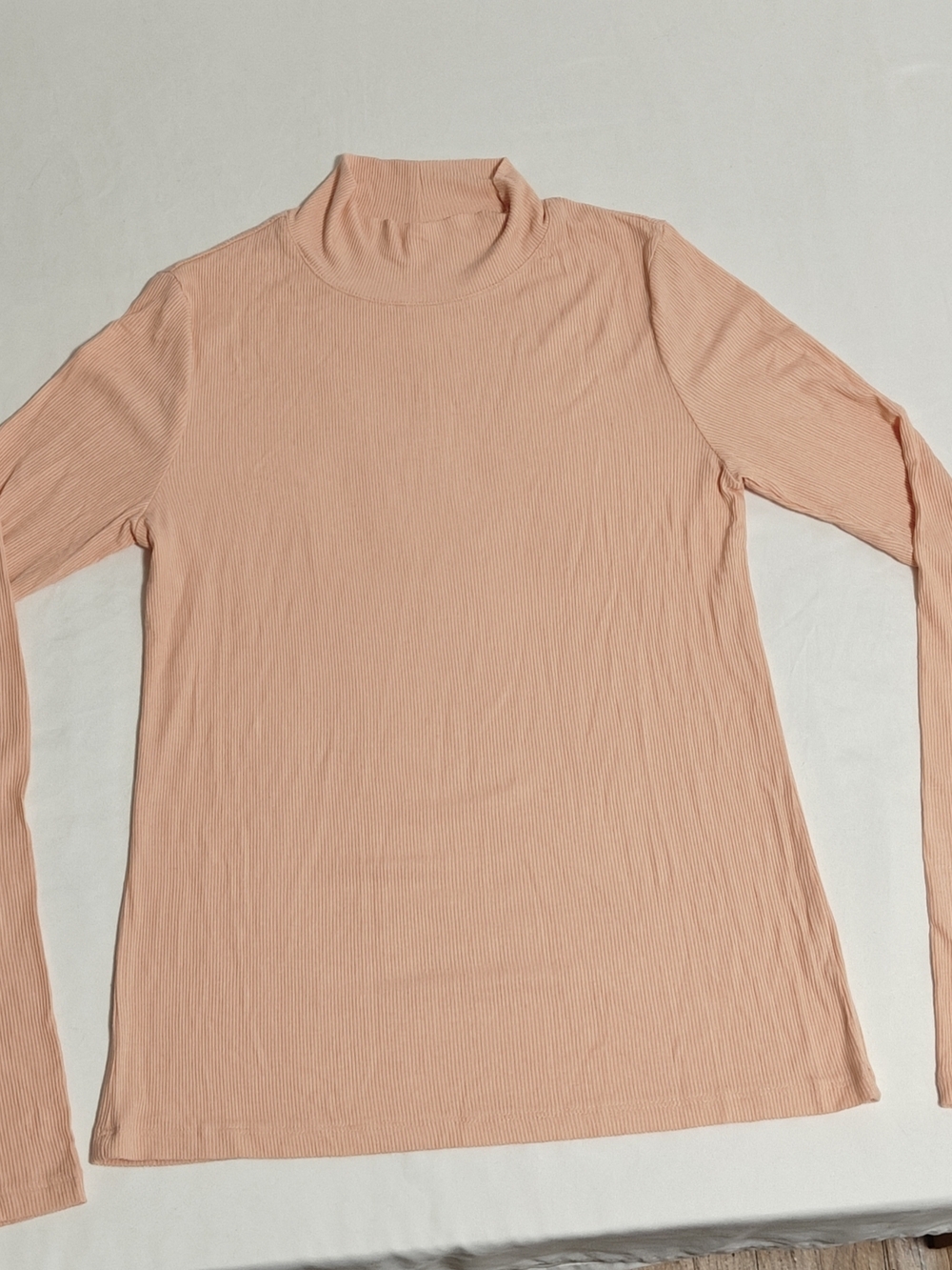 American Eagle Outfitters Ribbed Mock Neck Long Sleeve Top - Peach